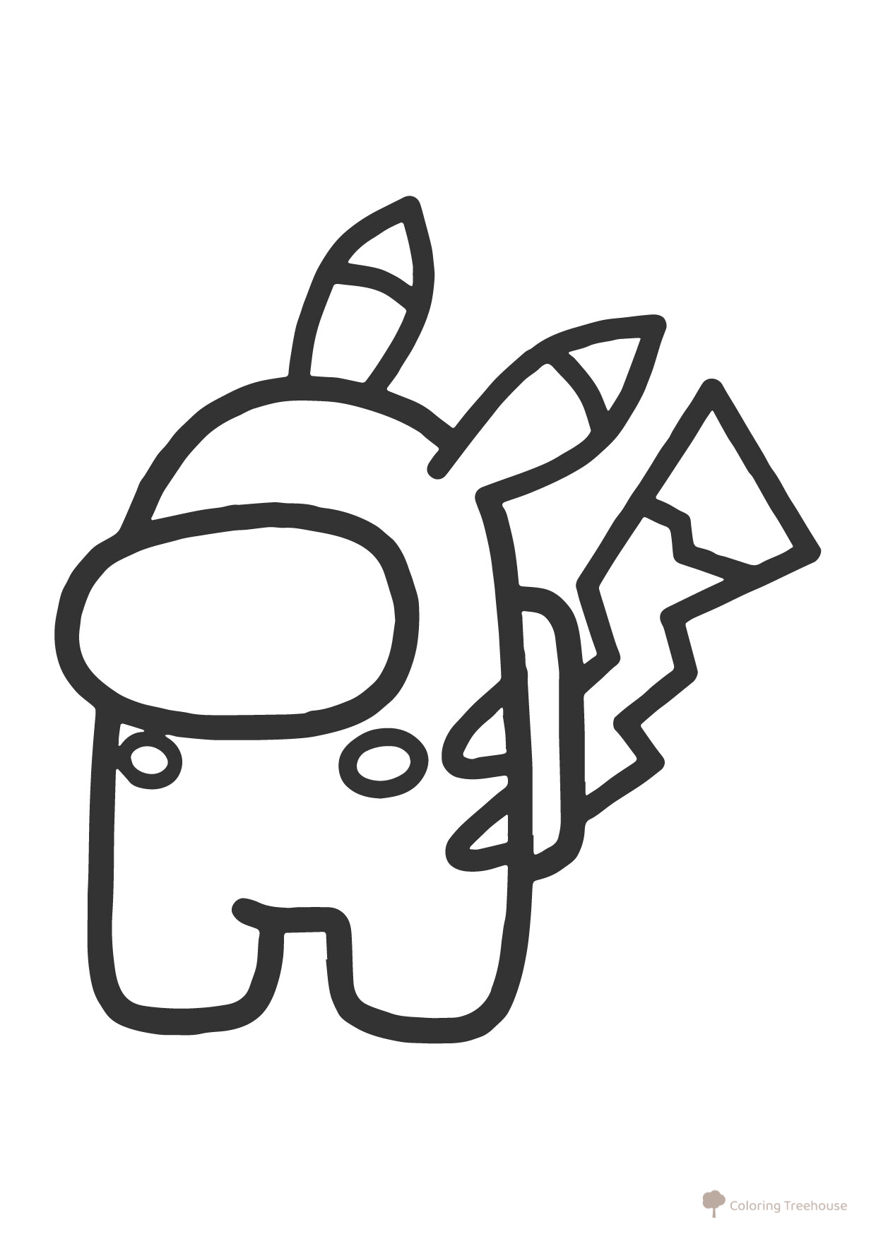 Página para colorear: Among Us — personaje Pikachu dibujo para colorear gratis de Páginas para colorear de Among Us