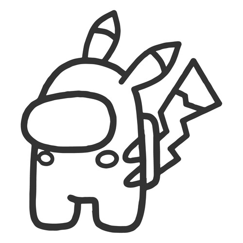 Página para colorear: Among Us — personaje Pikachu dibujo para colorear gratis de Páginas para colorear de Among Us