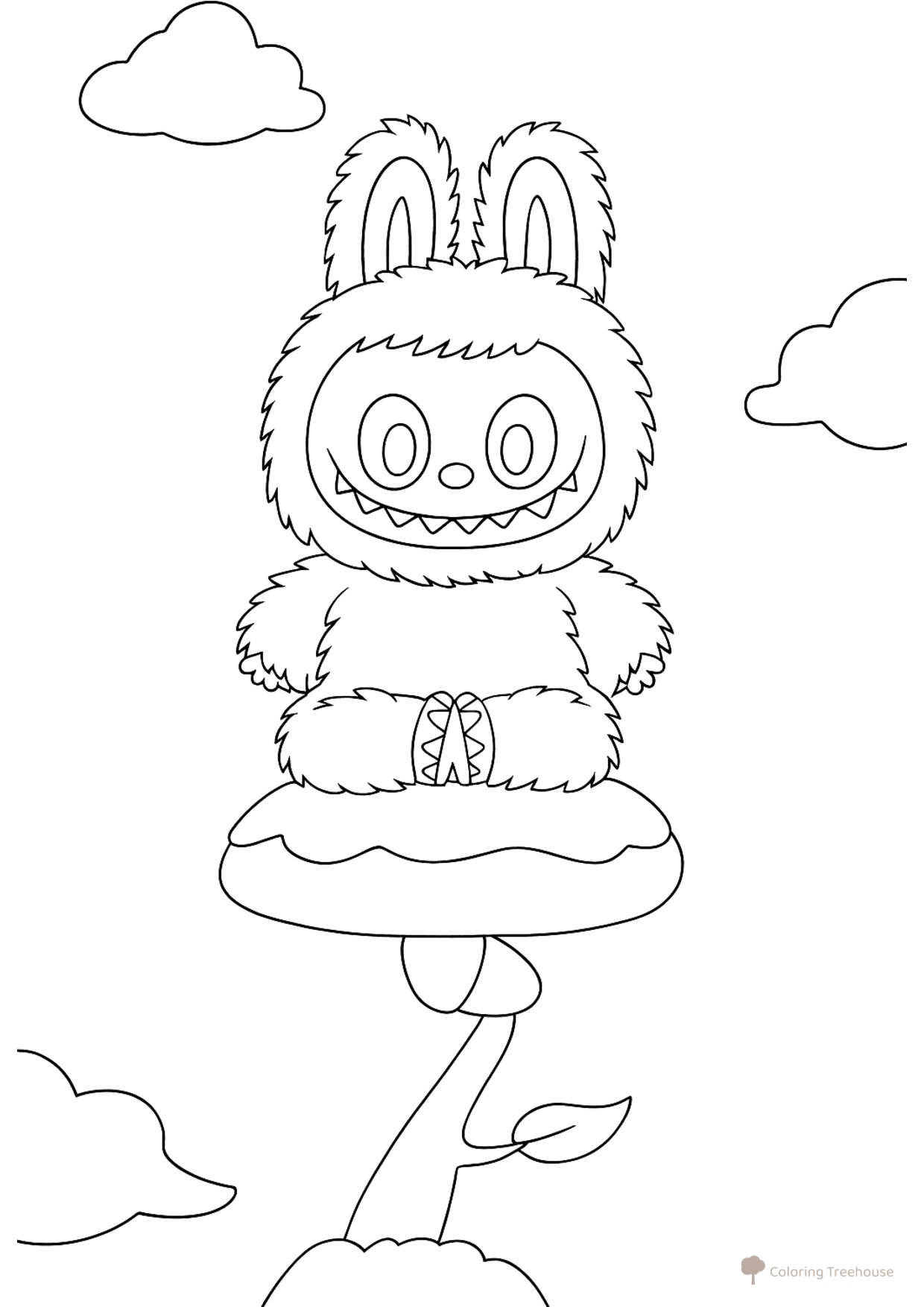Labubu Meditates Coloring Page free printable Labubu Coloring Pages coloring page
