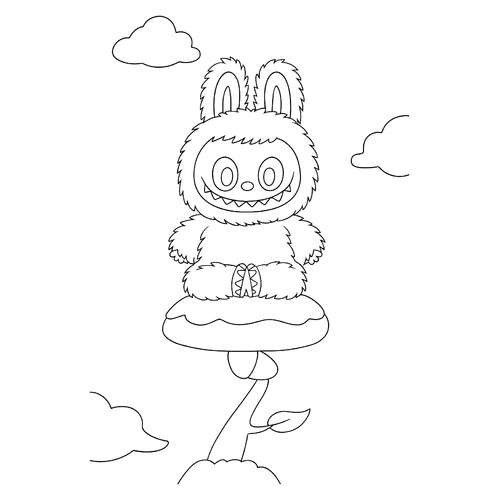 Labubu Meditates Coloring Page free printable Labubu Coloring Pages coloring page
