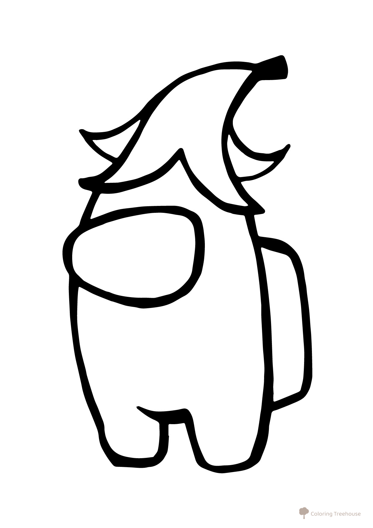 Among Us Character with Banana on Head Coloring Page free printable Among Us Coloring Pages coloring page