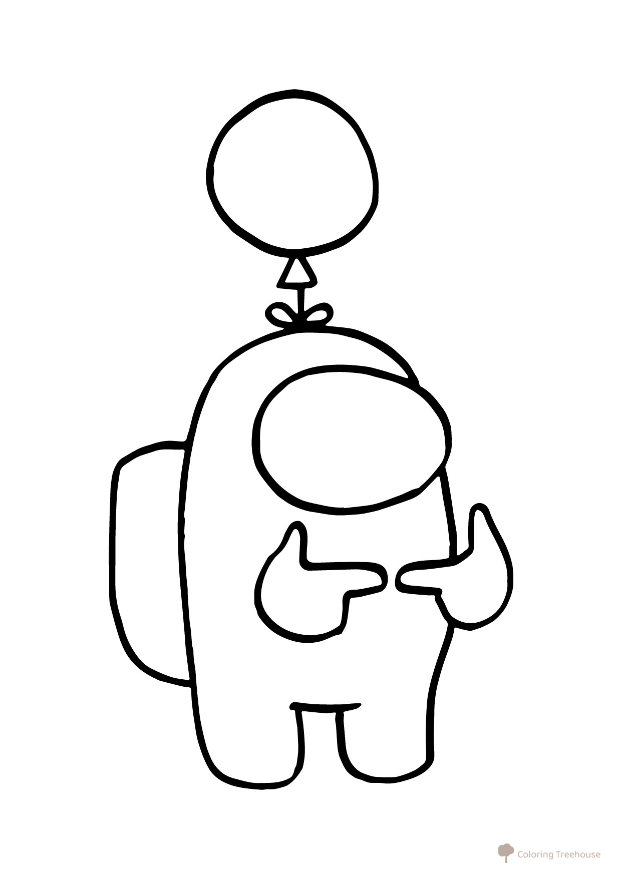 Página para colorear de Among Us: personaje con globo dibujo para colorear gratis de Páginas para colorear de Among Us