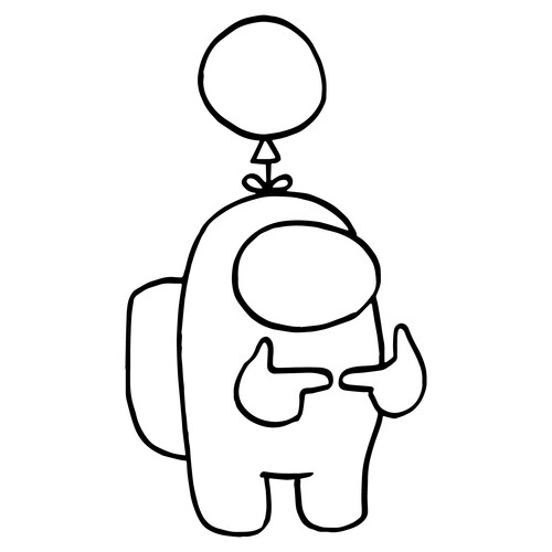 Página para colorear de Among Us: personaje con globo dibujo para colorear gratis de Páginas para colorear de Among Us