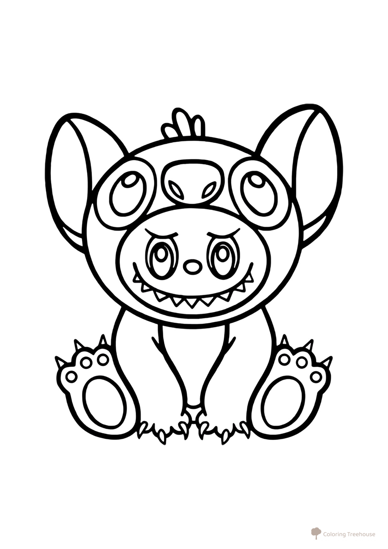 Página para colorear: Labubu con el disfraz de Stitch dibujo para colorear gratis de Láminas para colorear de Labubu