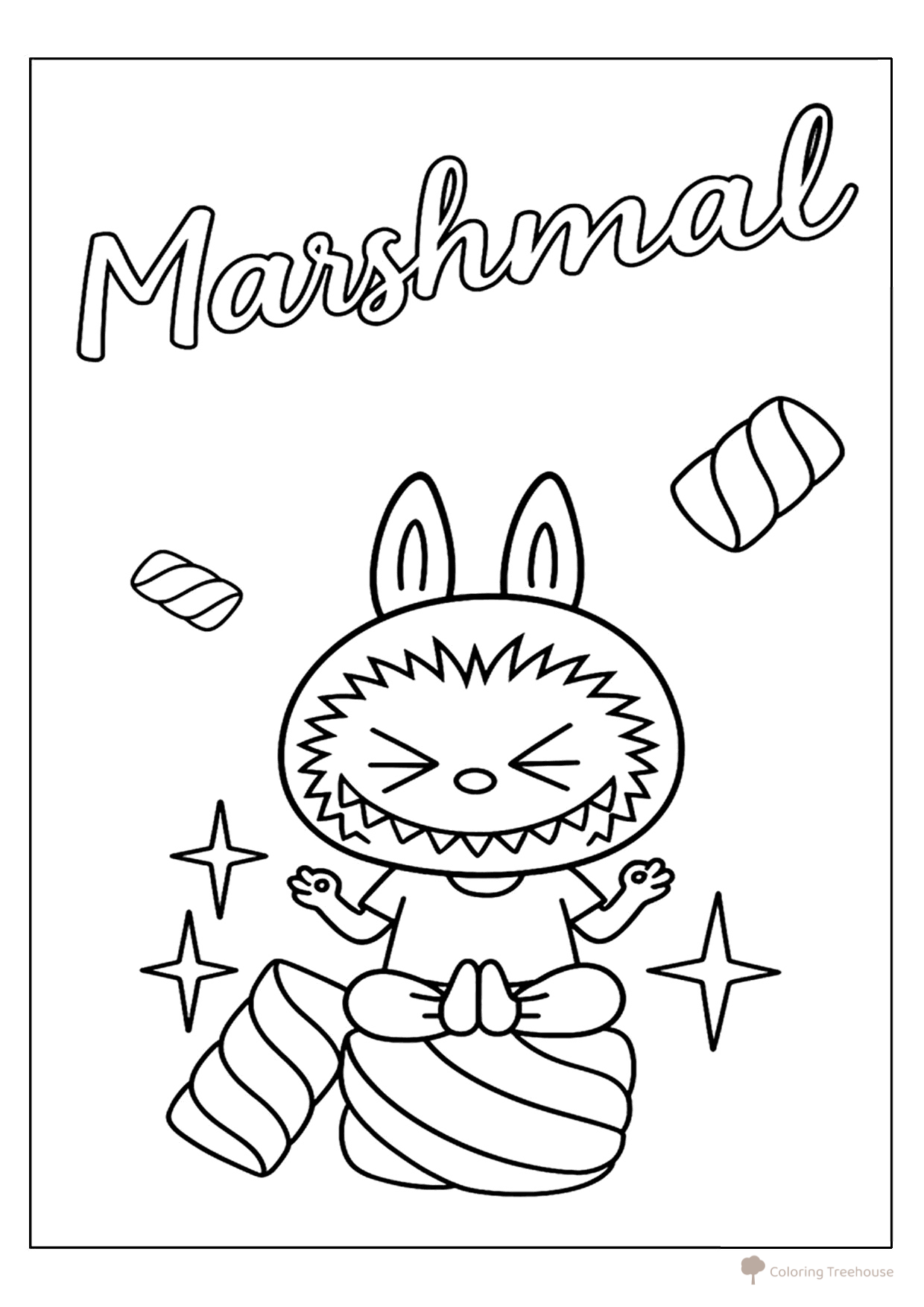 Labubu Doing Yoga Coloring Page free printable Labubu Coloring Pages coloring page