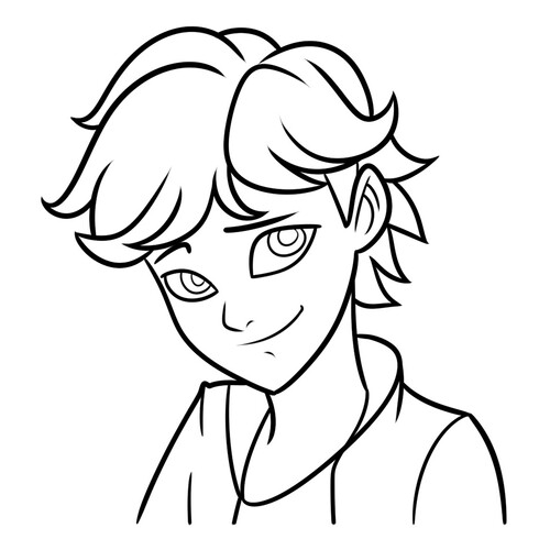 Página para colorear: Adrian Agrest sonriendo dibujo para colorear gratis de Páginas para colorear de Ladybug y Cat Noir