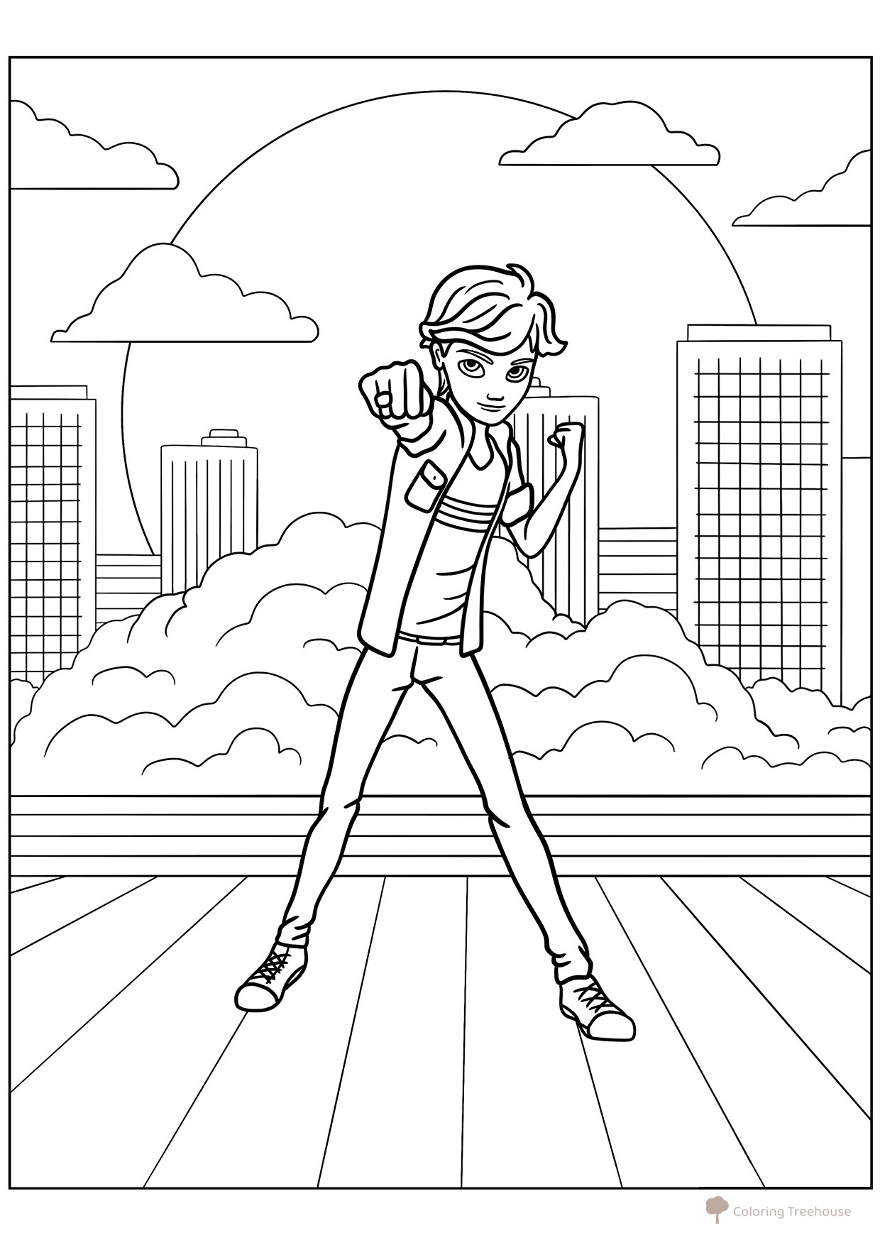 Adrien Agreste Calls Plagg Coloring Page free printable Miraculous Ladybug and Cat Noir Coloring Pages coloring page