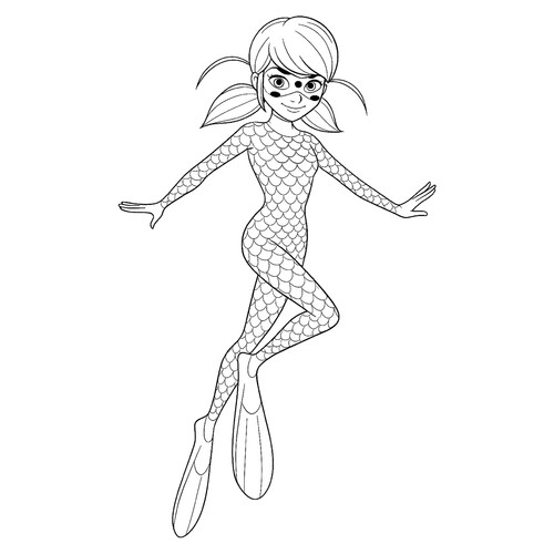 Página para colorear «Aqua Ladybug» dibujo para colorear gratis de Páginas para colorear de Ladybug y Cat Noir