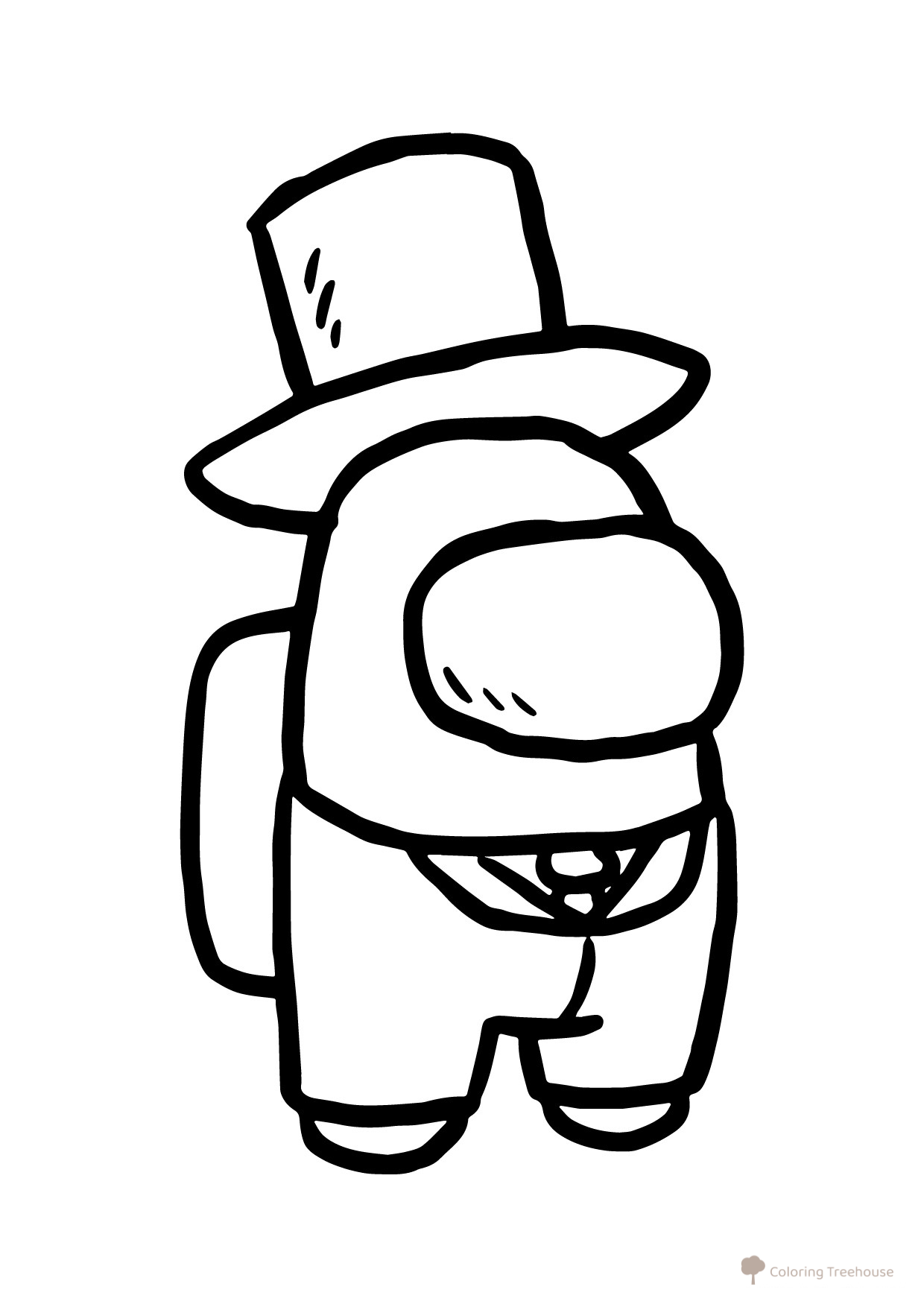 Página para colorear: personaje de Among Us con sombrero cilindro dibujo para colorear gratis de Páginas para colorear de Among Us