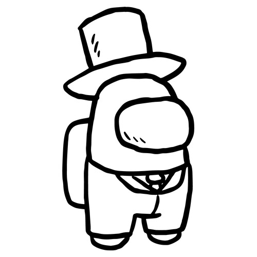 Página para colorear: personaje de Among Us con sombrero cilindro dibujo para colorear gratis de Páginas para colorear de Among Us
