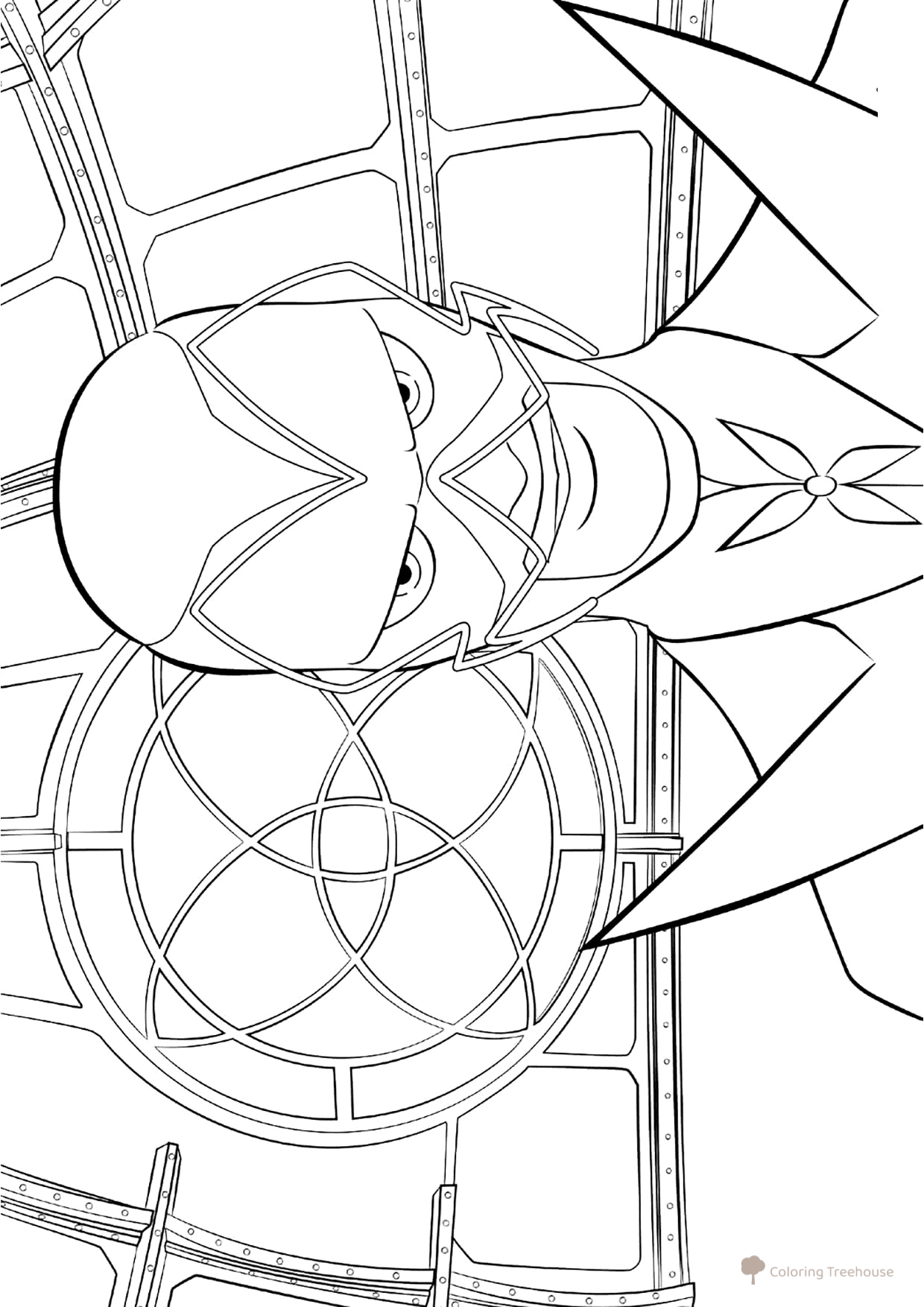 Hawk Moth Coloring Page by the Window free printable Miraculous Ladybug and Cat Noir Coloring Pages coloring page