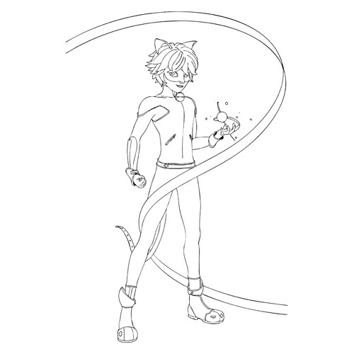 Página para colorear «Gato Negro y Cataclismo» dibujo para colorear gratis de Páginas para colorear de Ladybug y Cat Noir