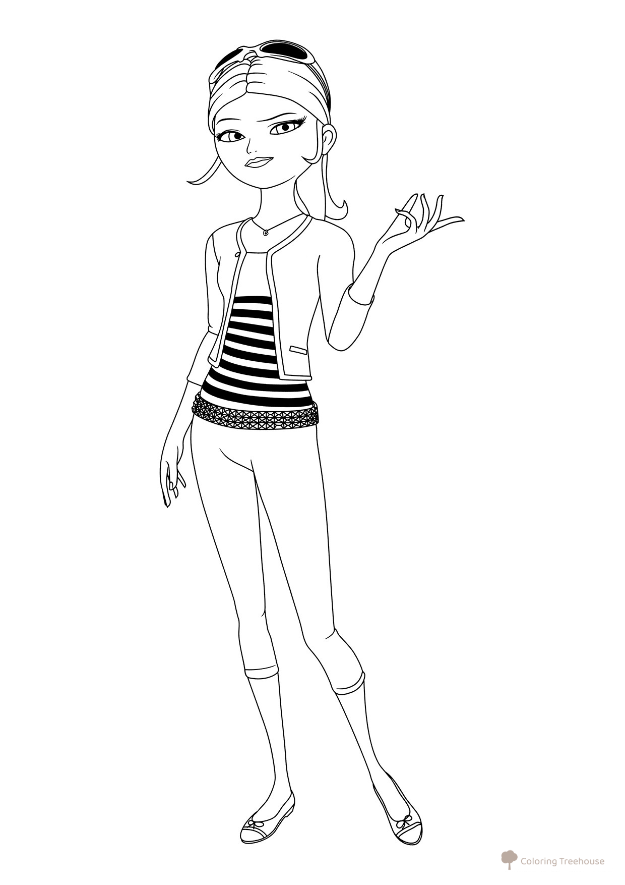 Chloe Bourgeois Full-Body Coloring Page free printable Miraculous Ladybug and Cat Noir Coloring Pages coloring page