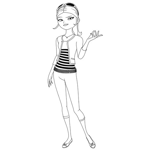 Chloe Bourgeois Full-Body Coloring Page free printable Miraculous Ladybug and Cat Noir Coloring Pages coloring page
