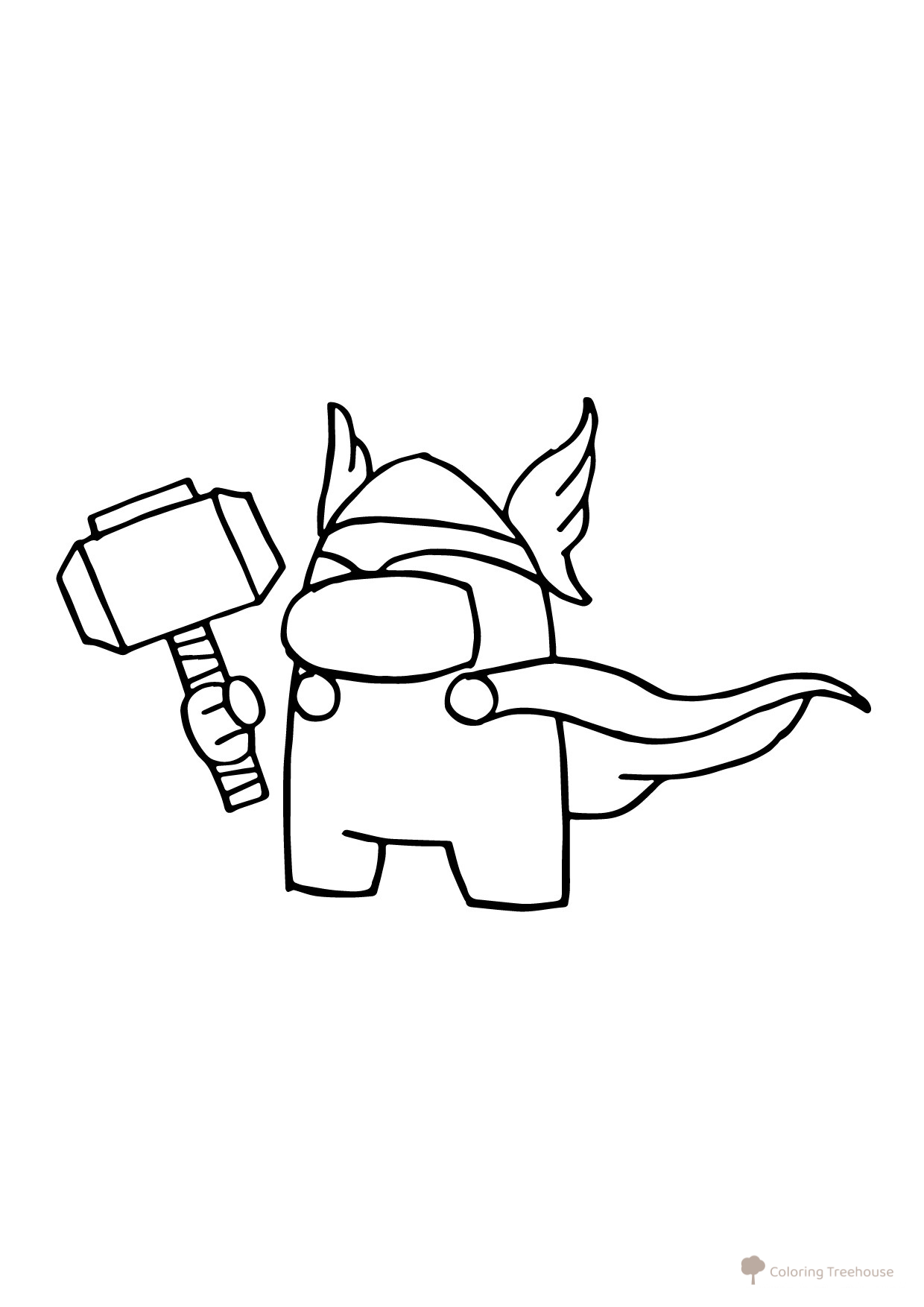 Página para colorear: personaje Thor de Among Us dibujo para colorear gratis de Páginas para colorear de Among Us