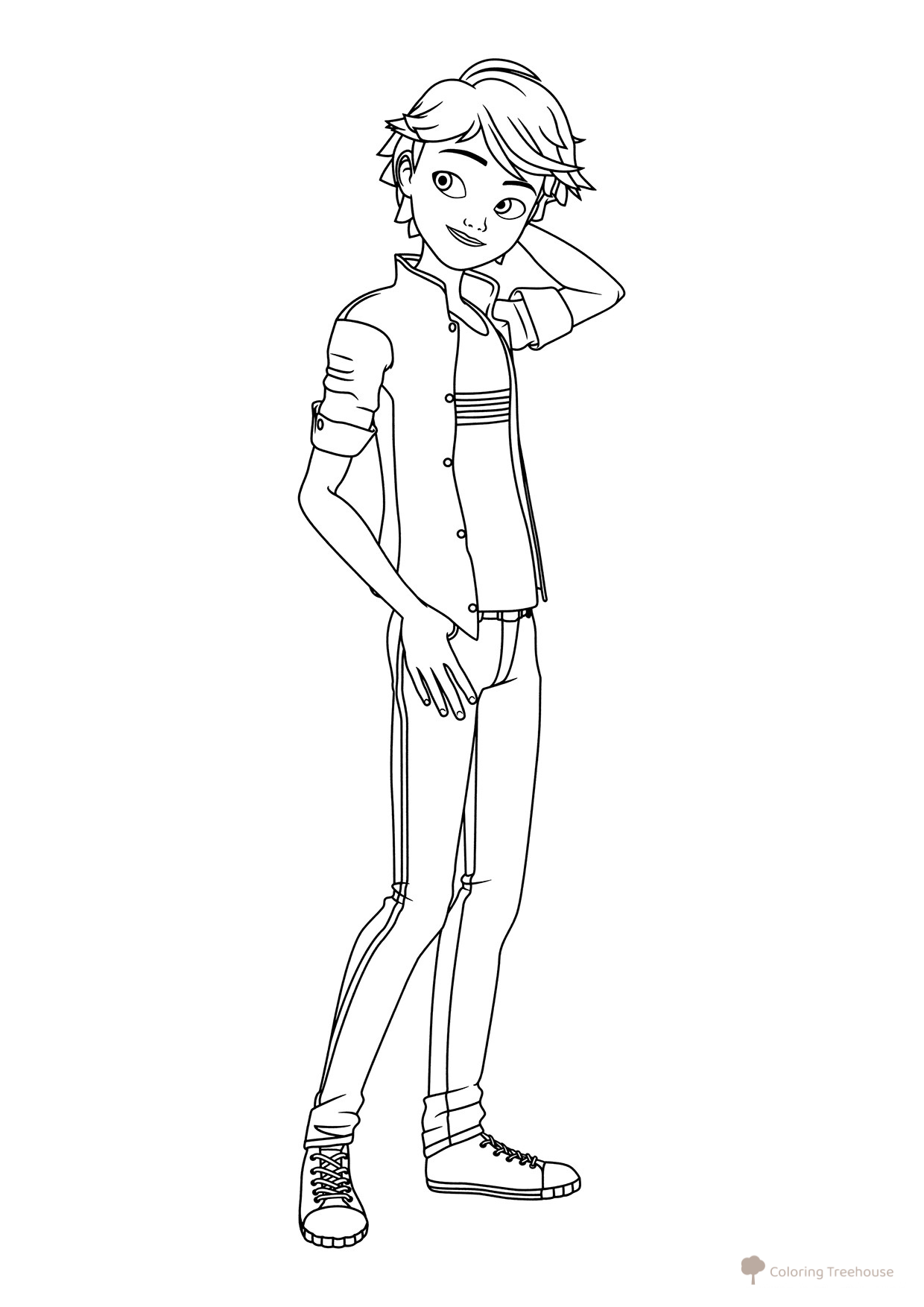 Página para colorear «Guapo Adrián Agreste» dibujo para colorear gratis de Páginas para colorear de Ladybug y Cat Noir