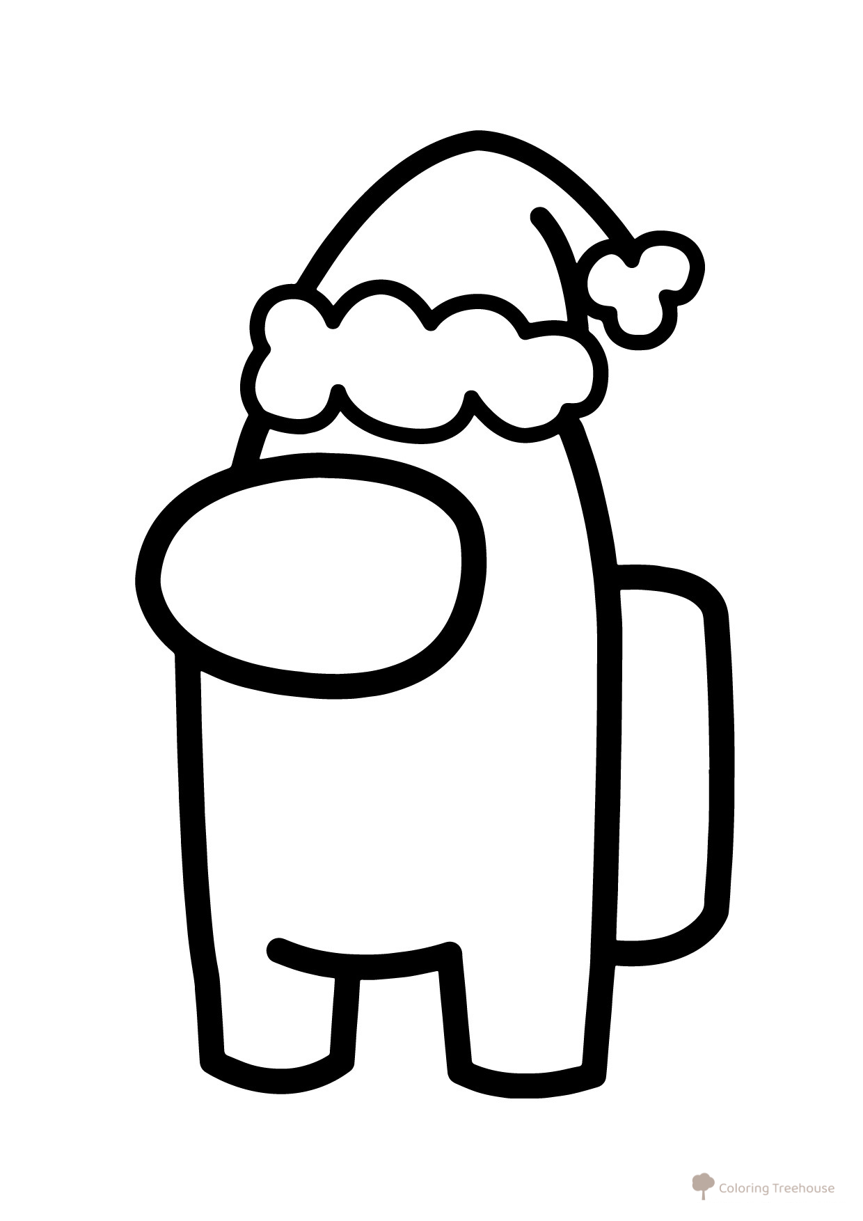 Among Us Character in Santa Hat Coloring Page free printable Among Us Coloring Pages coloring page