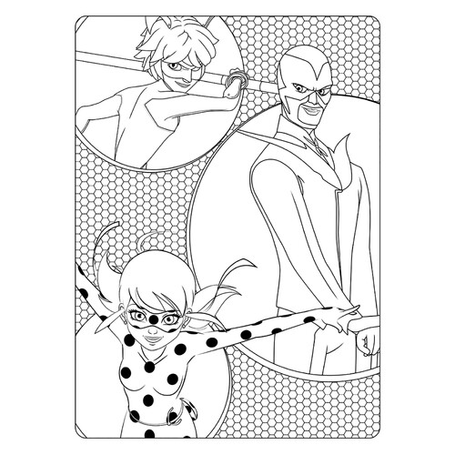 Página para colorear Ladybug, Hawk Moth y Cat Noir dibujo para colorear gratis de Páginas para colorear de Ladybug y Cat Noir