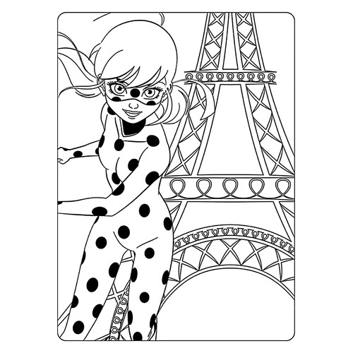 Dibujo para colorear: Ladybug y la Torre Eiffel dibujo para colorear gratis de Páginas para colorear de Ladybug y Cat Noir