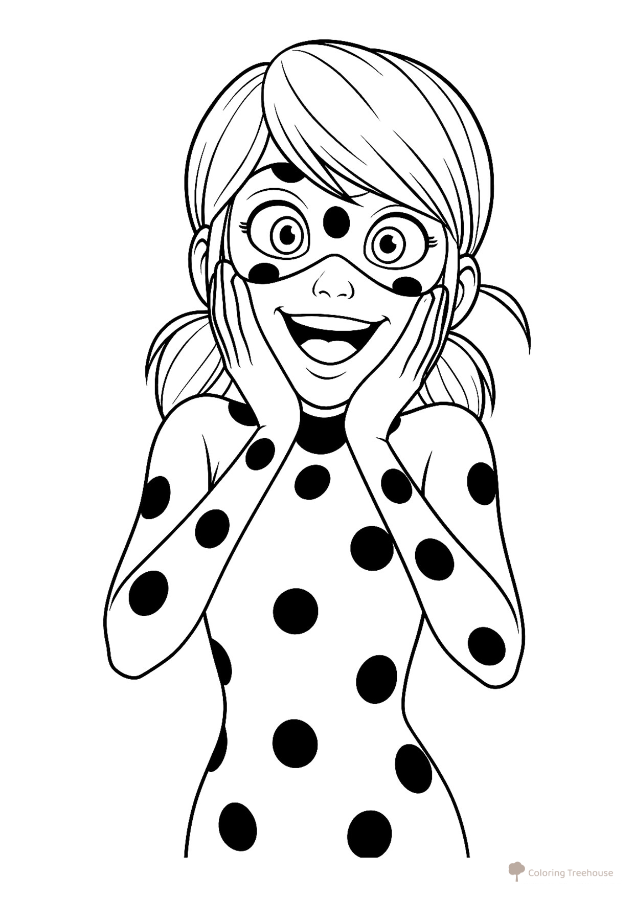 Ladybug Was Very Happy Coloring Page free printable Miraculous Ladybug and Cat Noir Coloring Pages coloring page