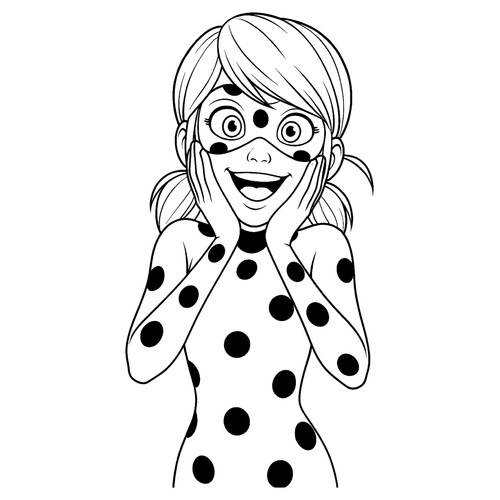 Ladybug Was Very Happy Coloring Page free printable Miraculous Ladybug and Cat Noir Coloring Pages coloring page
