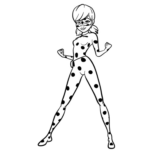 Página para colorear de Ladybug en postura de combate dibujo para colorear gratis de Páginas para colorear de Ladybug y Cat Noir