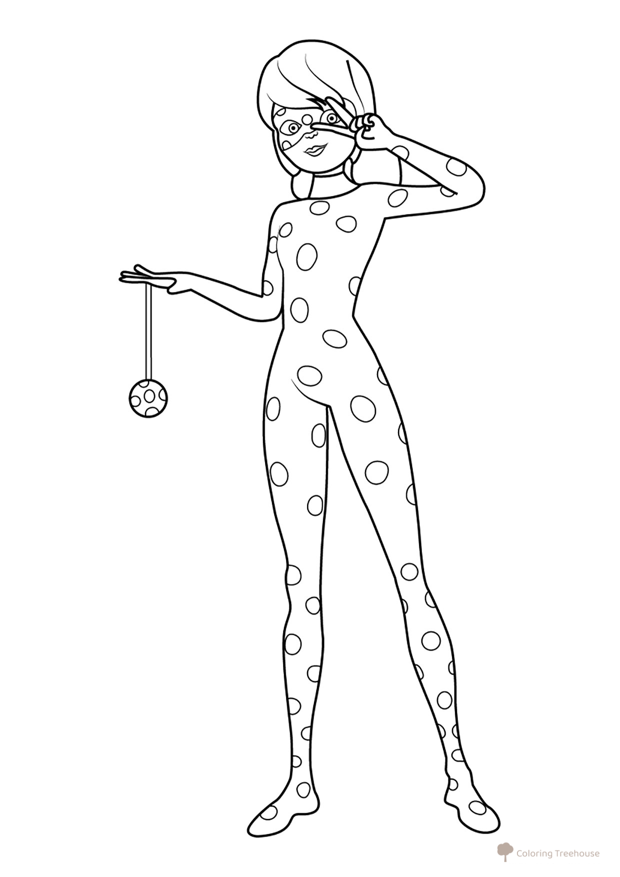 Ladybug Full-Body Coloring Page free printable Miraculous Ladybug and Cat Noir Coloring Pages coloring page