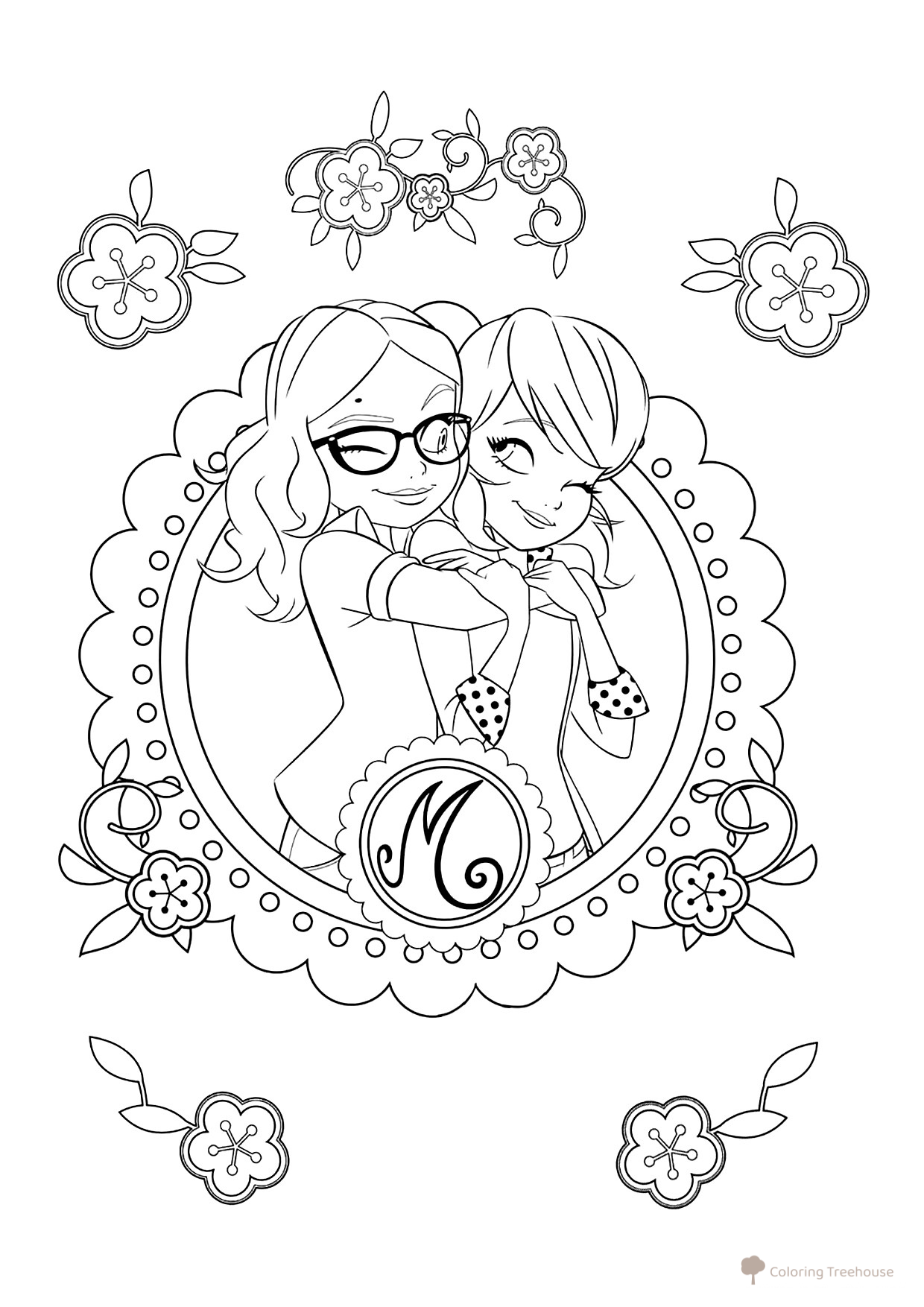 Colorear: Marinette y Alya — Mejores Amigas dibujo para colorear gratis de Páginas para colorear de Ladybug y Cat Noir