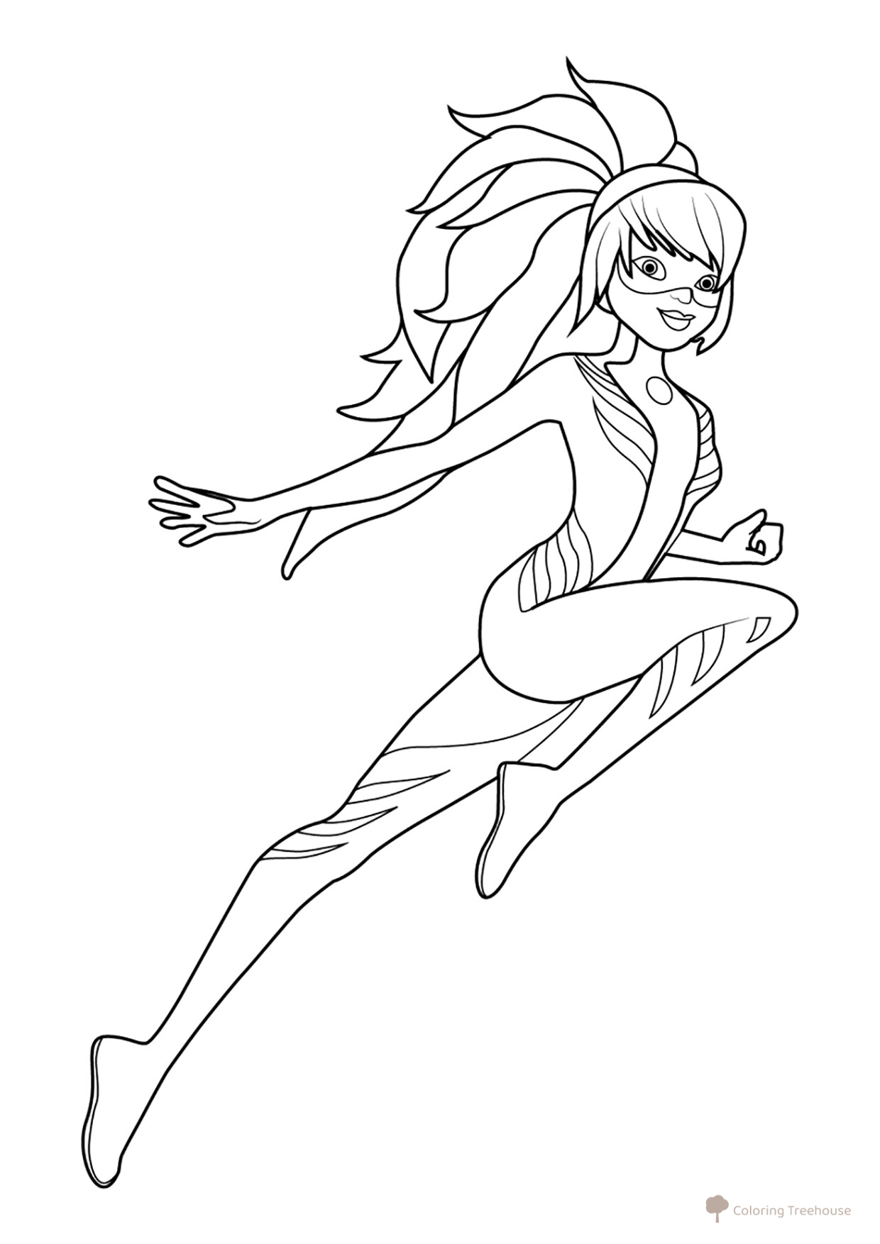 Página para colorear: Marinette como Lady Dragón dibujo para colorear gratis de Páginas para colorear de Ladybug y Cat Noir