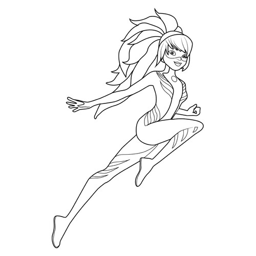 Página para colorear: Marinette como Lady Dragón dibujo para colorear gratis de Páginas para colorear de Ladybug y Cat Noir