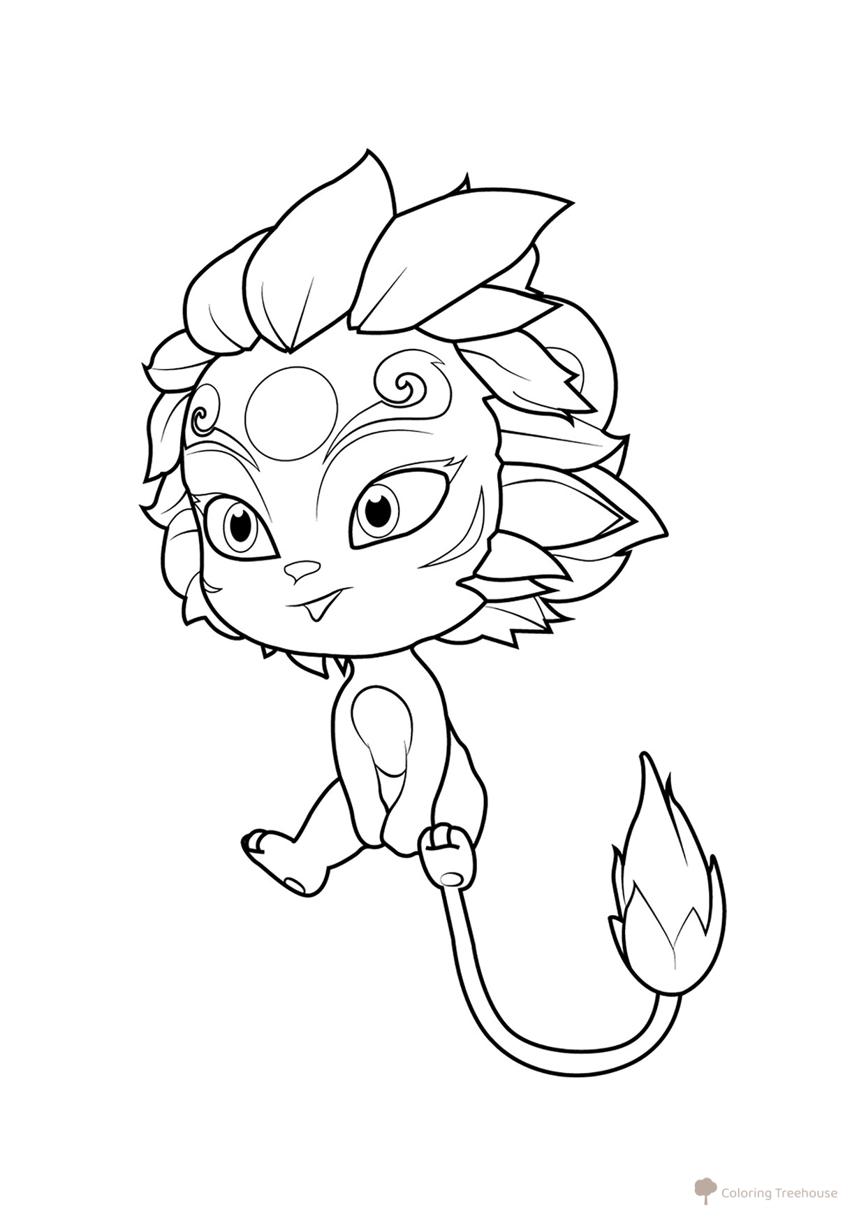 Mey Shi — león protector (para colorear) dibujo para colorear gratis de Páginas para colorear de Ladybug y Cat Noir
