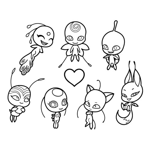 Página para colorear: Muchos Kwamis variados dibujo para colorear gratis de Páginas para colorear de Ladybug y Cat Noir