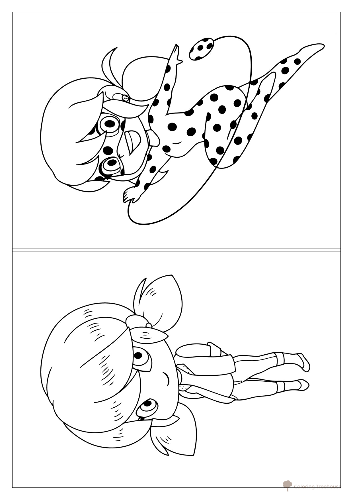 Marinette and Ladybug Coloring Postcard free printable Miraculous Ladybug and Cat Noir Coloring Pages coloring page