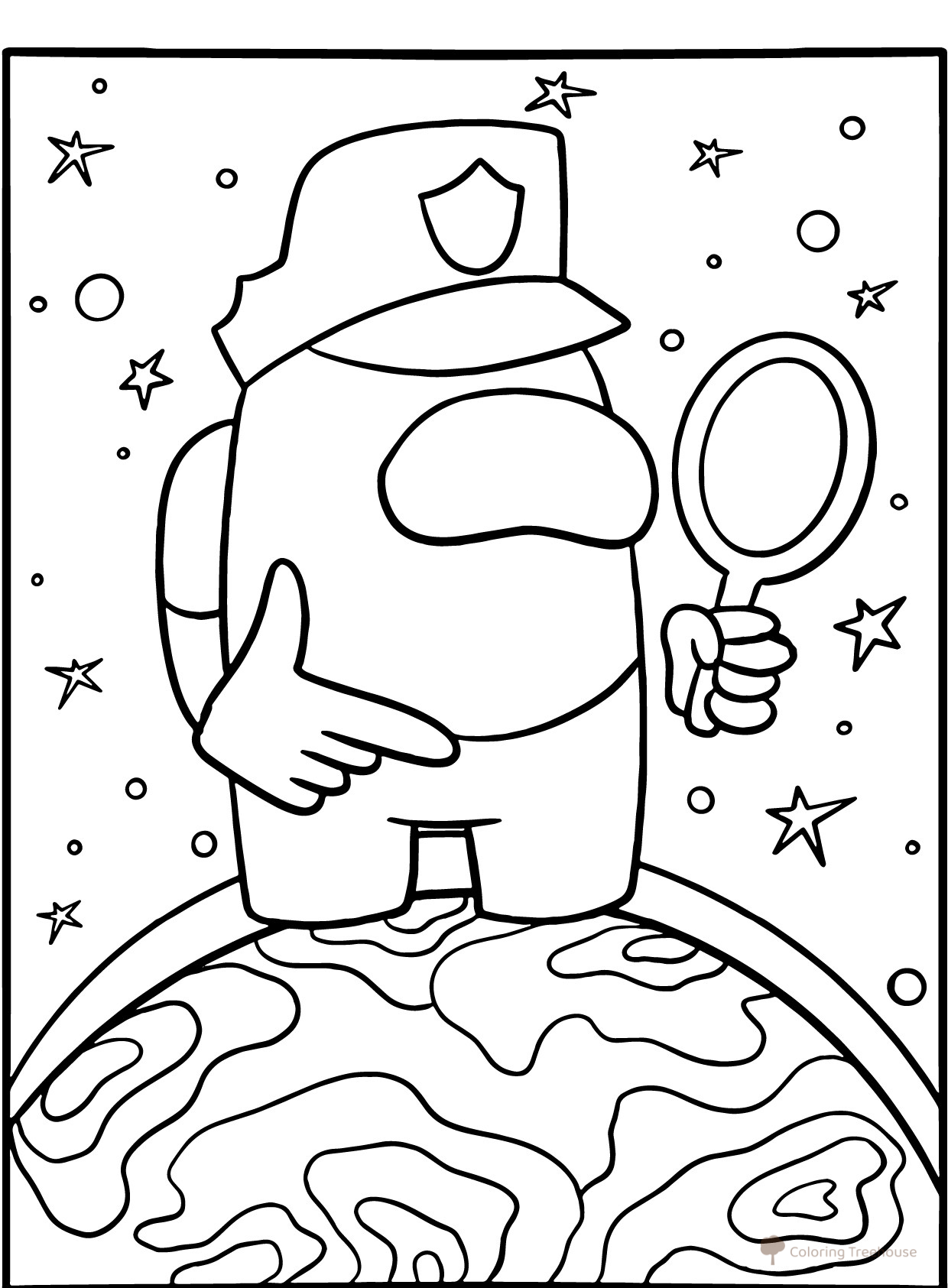 Página para colorear: Among Us — Policial dibujo para colorear gratis de Páginas para colorear de Among Us