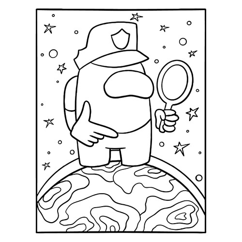 Página para colorear: Among Us — Policial dibujo para colorear gratis de Páginas para colorear de Among Us