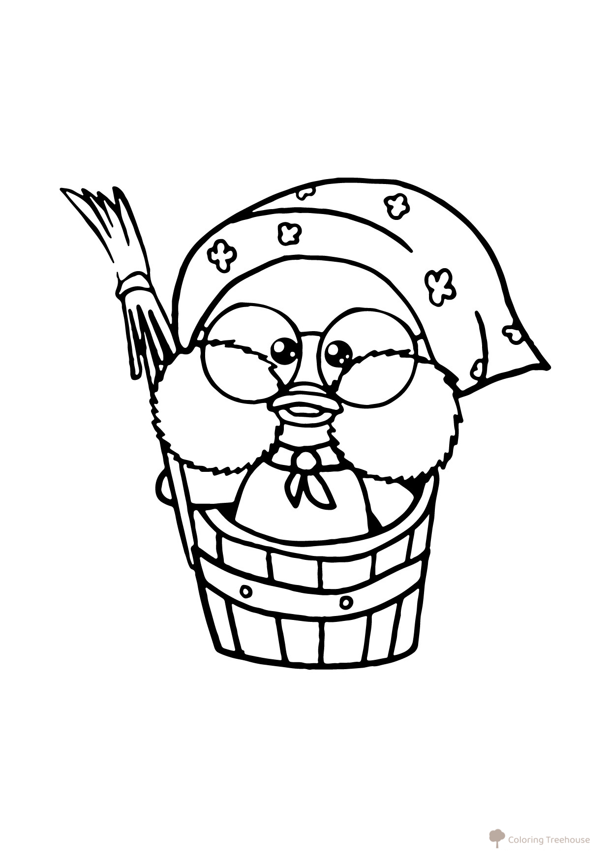 Lalafanfan Duck as Baba Yaga Coloring Page free printable Lalafanfan Duck Coloring Pages coloring page