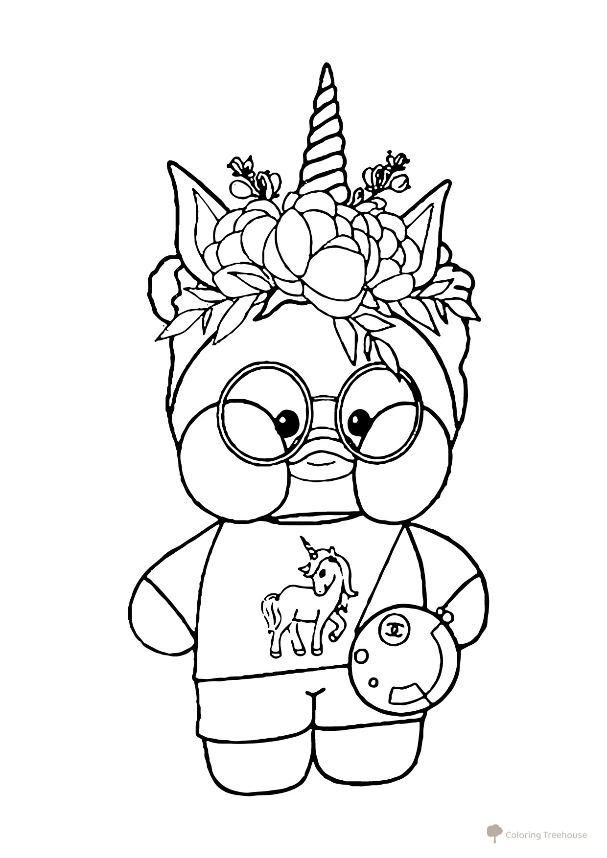 Lalafanfan unicornio para colorear dibujo para colorear gratis de Lalafanfan, la patita para colorear