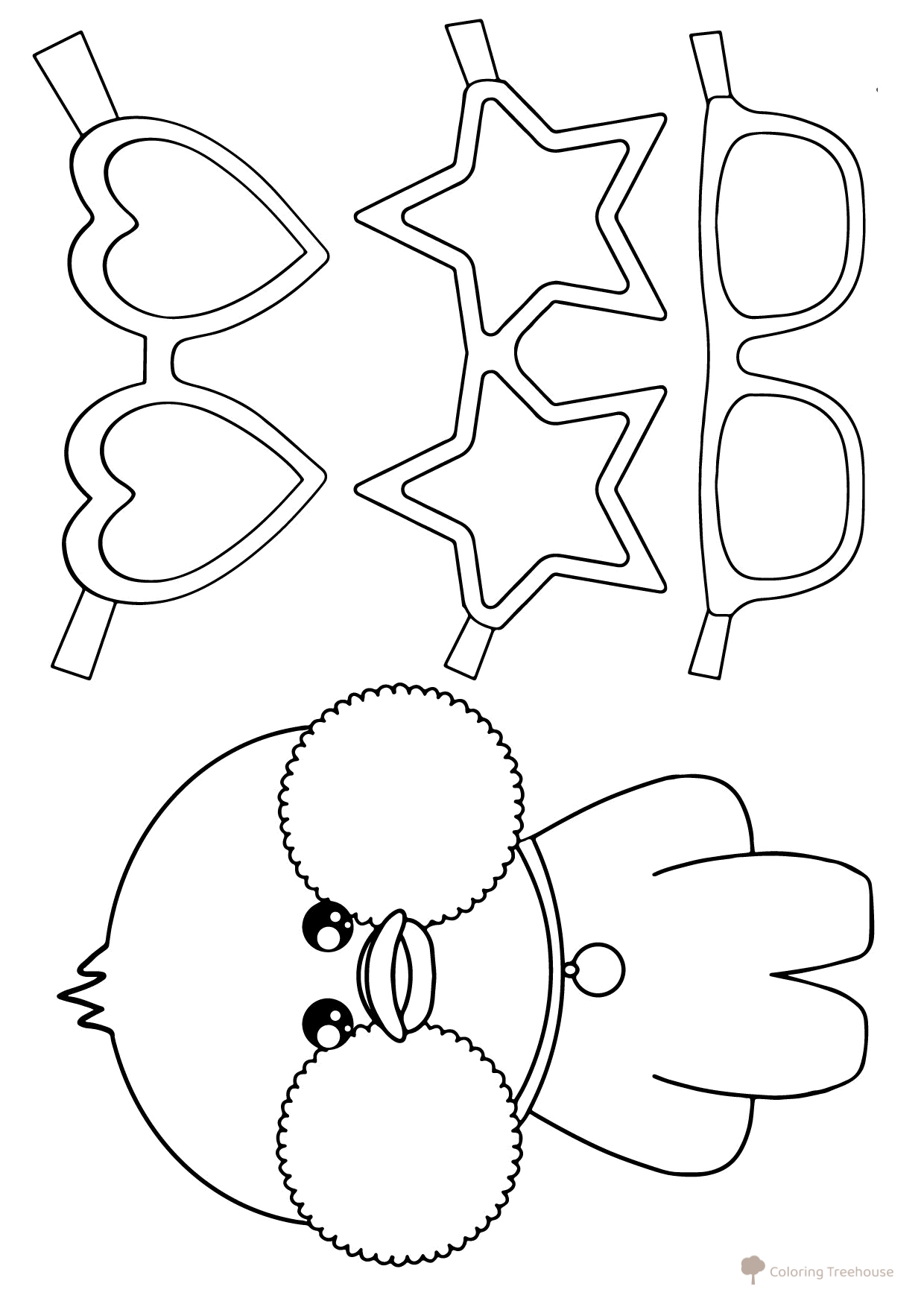 Lalafanfan Duck Coloring Page with Cut-Out Glasses free printable Lalafanfan Duck Coloring Pages coloring page