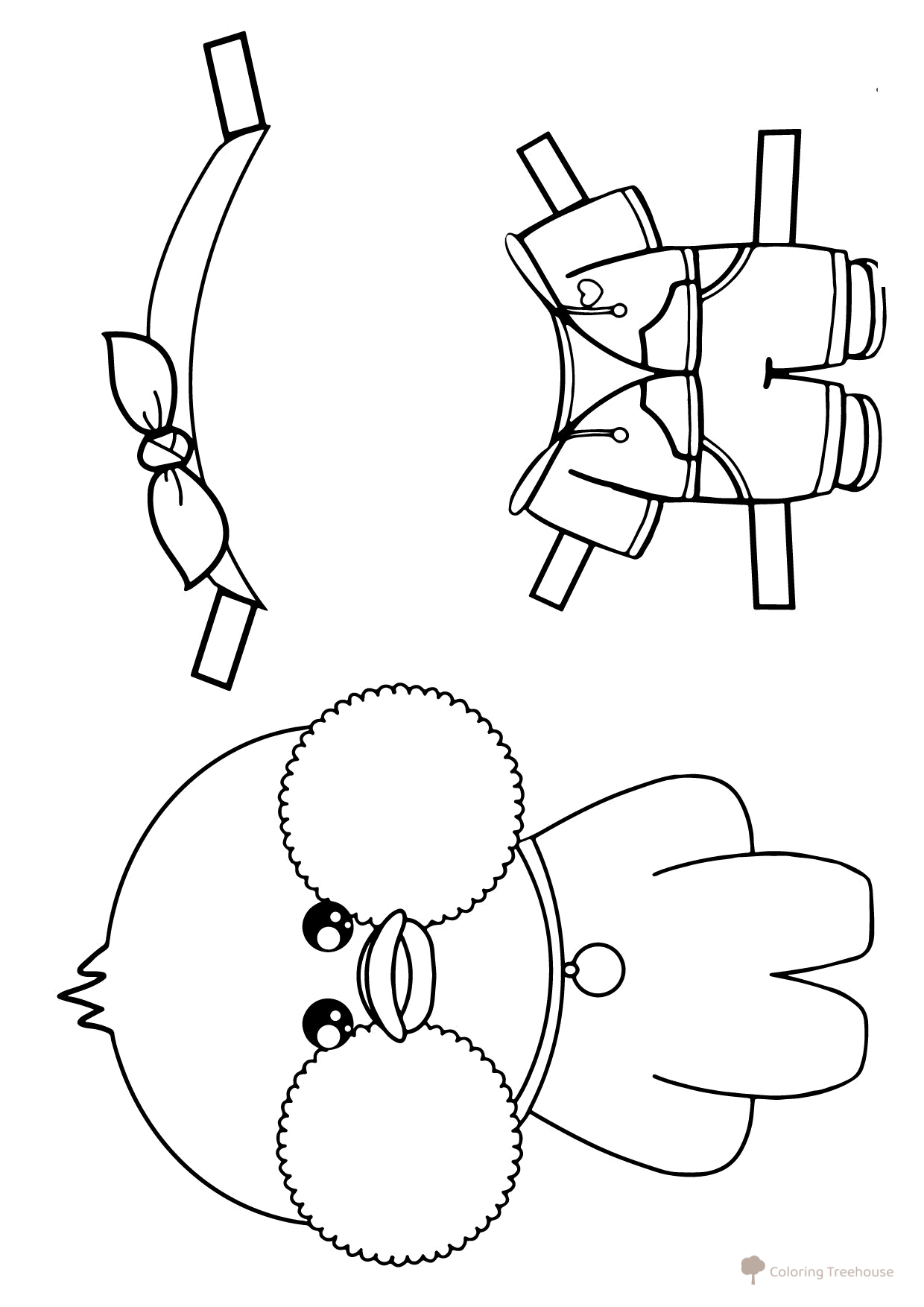 Lalafanfan Duck Coloring Page with Clothes (Hoodie, Pants & Headband) free printable Lalafanfan Duck Coloring Pages coloring page
