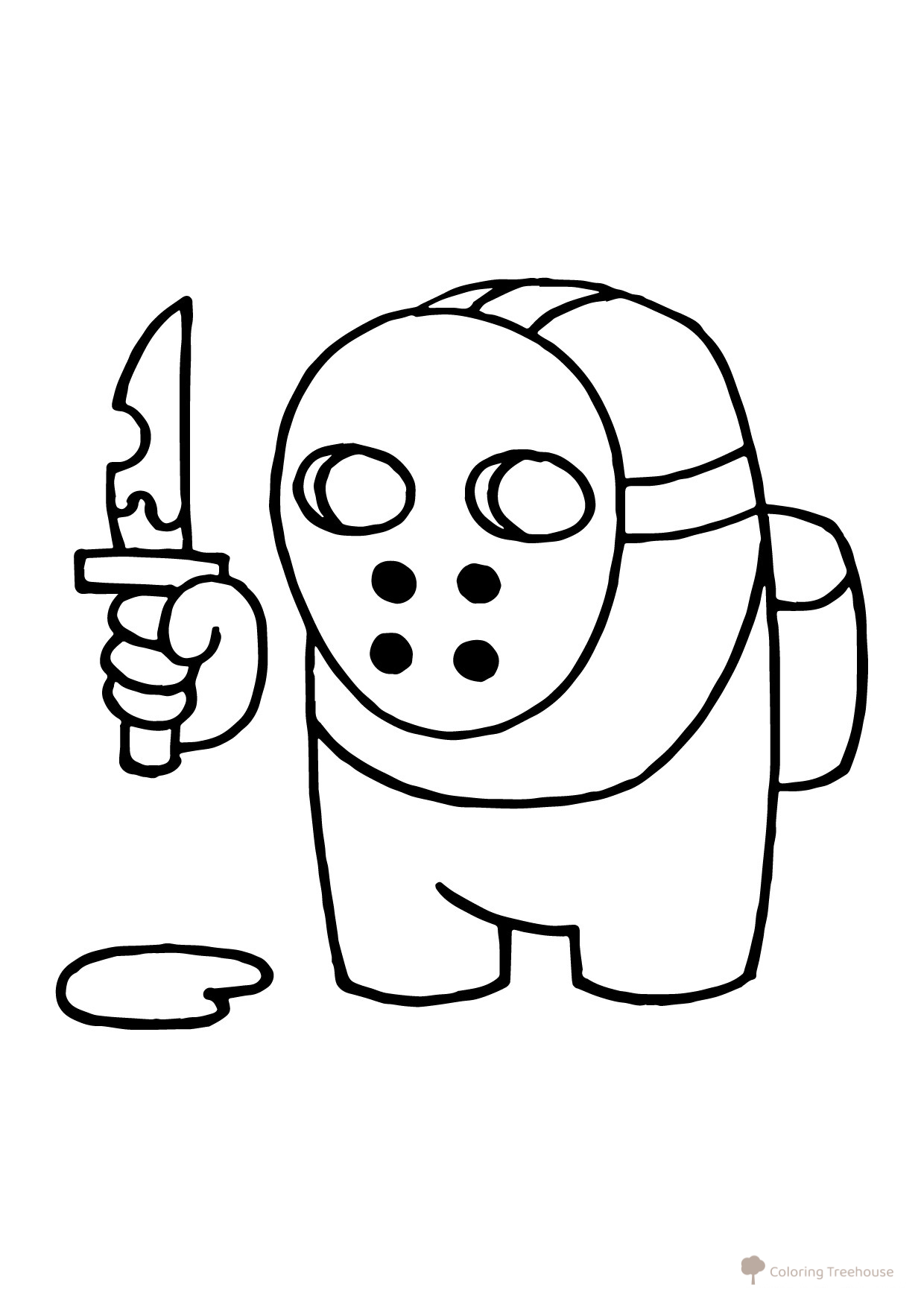 Among Us Impostor Jason Voorhees Coloring Page free printable Among Us Coloring Pages coloring page
