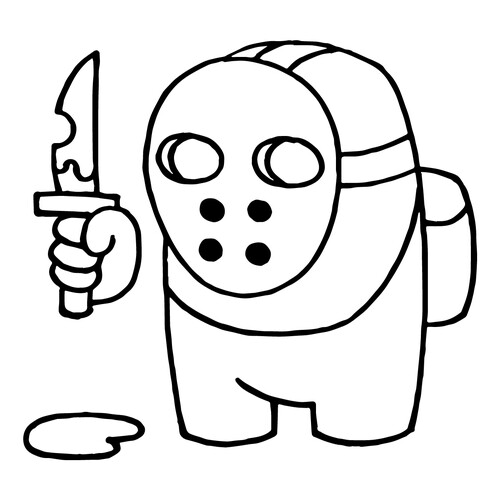 Among Us Impostor Jason Voorhees Coloring Page free printable Among Us Coloring Pages coloring page