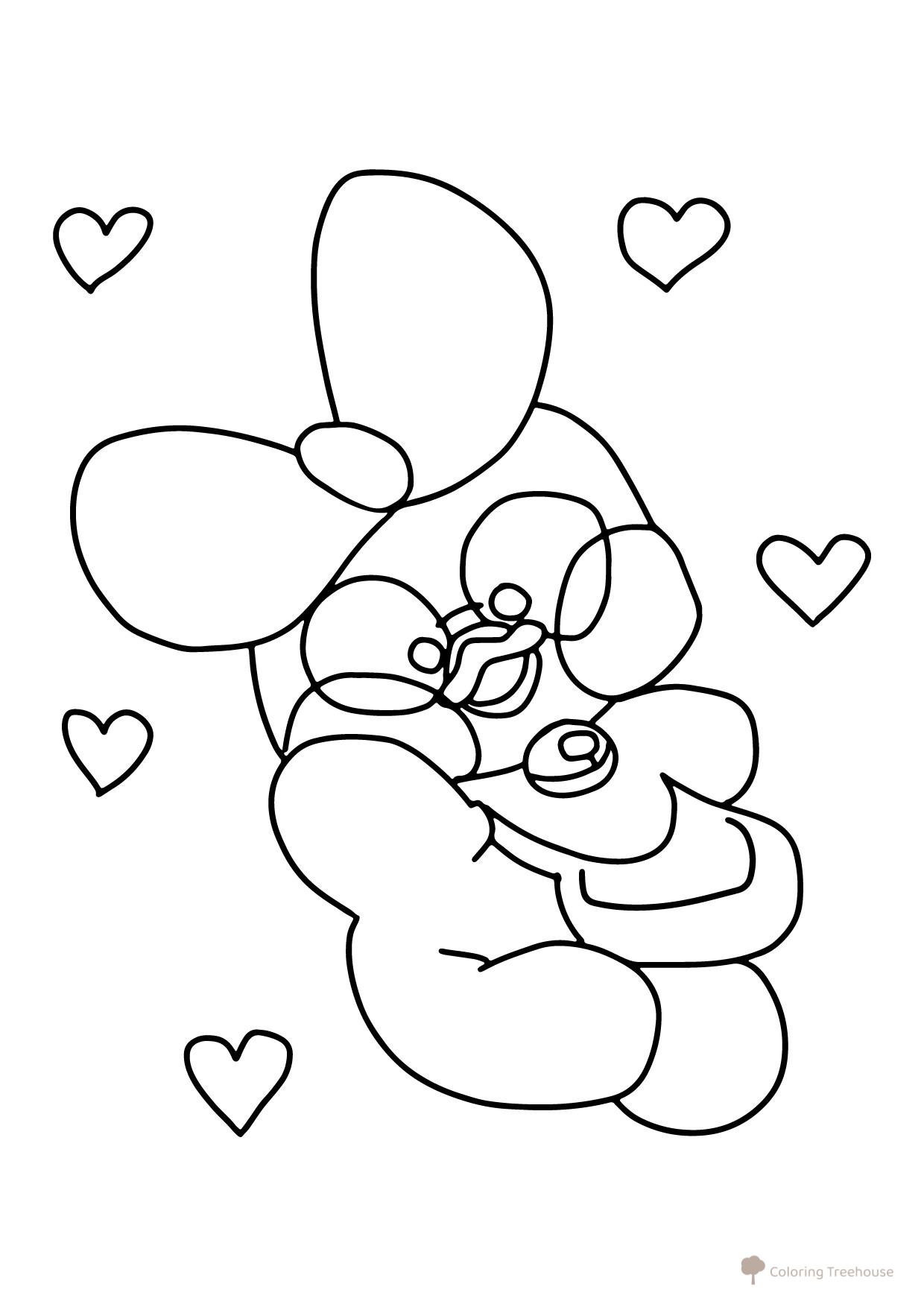 Lalafanfan Duck Coloring Page with Hearts free printable Lalafanfan Duck Coloring Pages coloring page