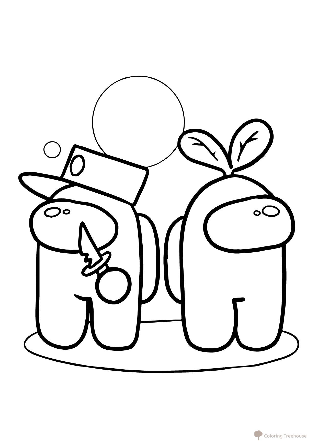 Among Us Impostor and Crewmate Coloring Page free printable Among Us Coloring Pages coloring page