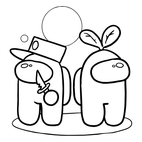 Among Us Impostor and Crewmate Coloring Page free printable Among Us Coloring Pages coloring page