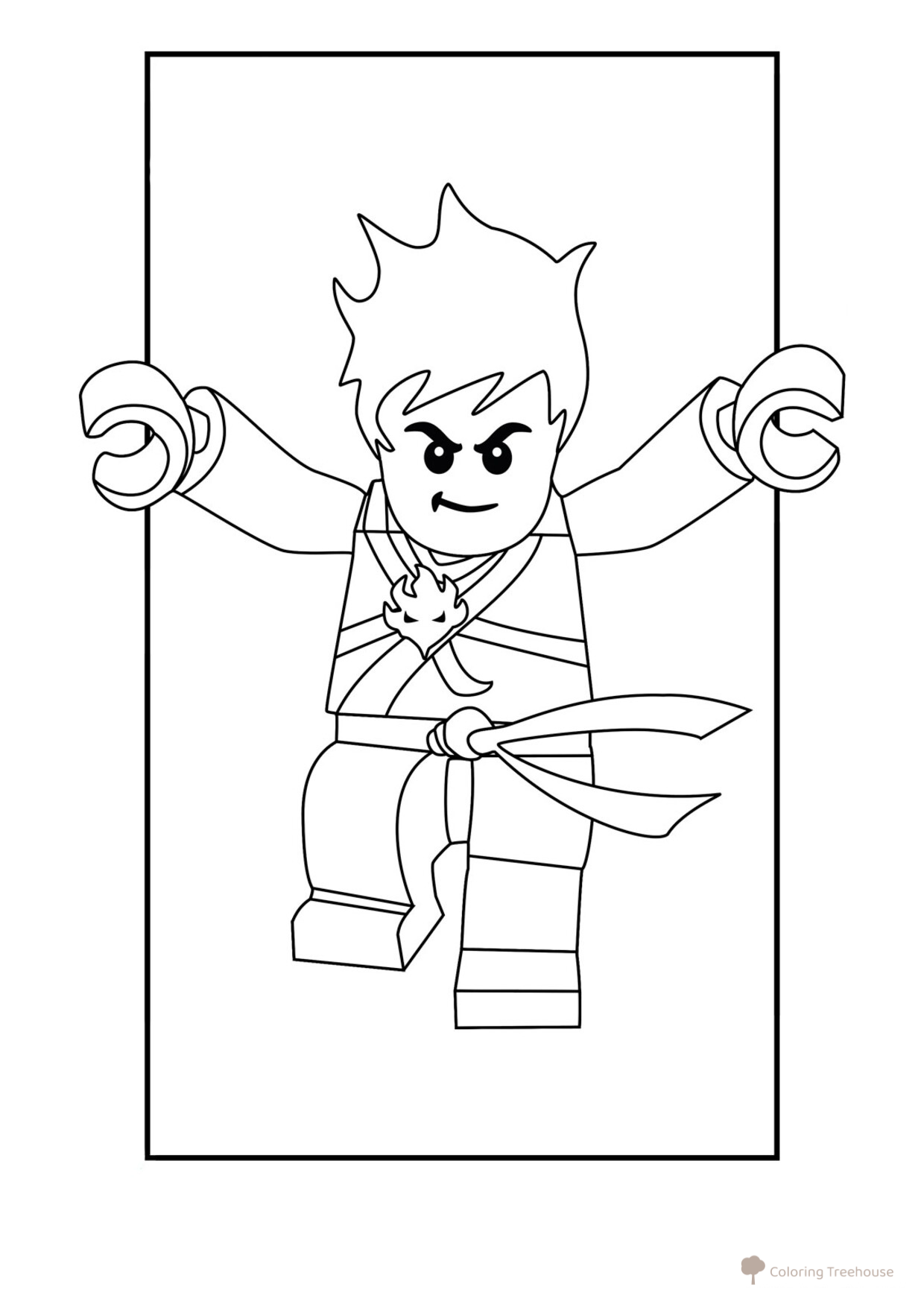 Kai — Fire Ninja Coloring Page free printable LEGO Ninjago Coloring Pages coloring page