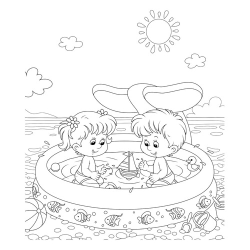 Swimming Pool Coloring Page for Toddlers free printable Summer Coloring Pages coloring page