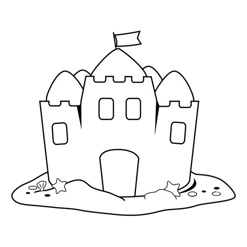 Large Sandcastle Coloring Page free printable Summer Coloring Pages coloring page