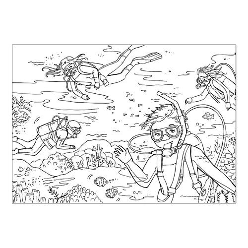 Diving Coloring Page free printable Summer Coloring Pages coloring page