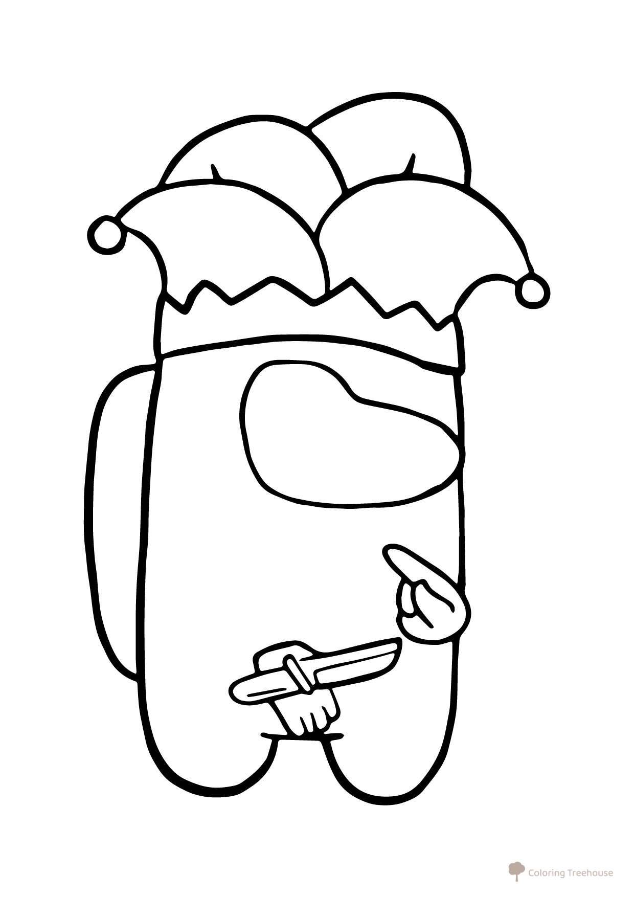 Página para colorear: Impostor de Among Us con disfraz de bufón dibujo para colorear gratis de Páginas para colorear de Among Us
