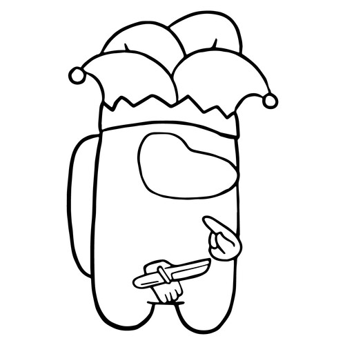 Página para colorear: Impostor de Among Us con disfraz de bufón dibujo para colorear gratis de Páginas para colorear de Among Us